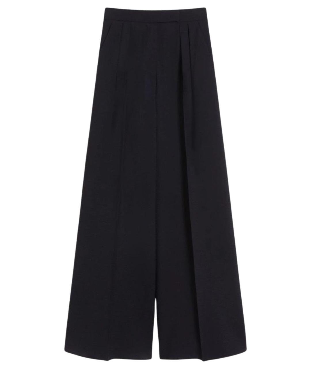 MAX MARA Черные шерстяные прямые брюки, фото 1