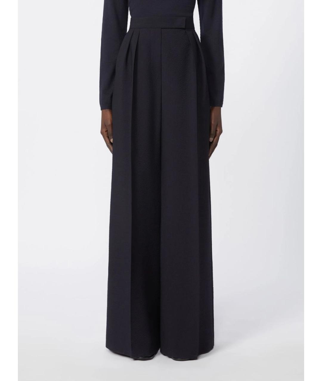 MAX MARA Черные шерстяные прямые брюки, фото 3