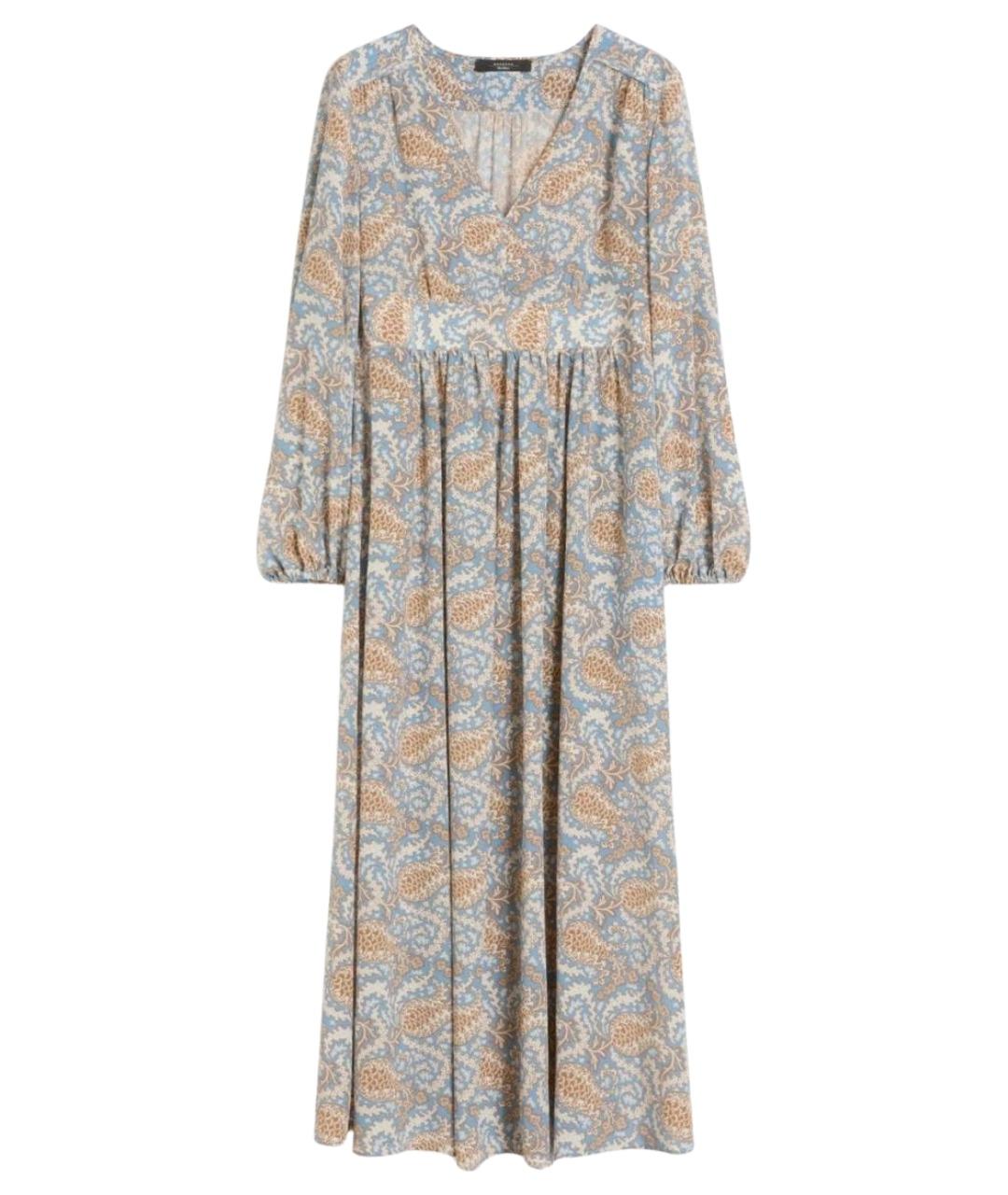 WEEKEND MAX MARA Синее шелковое повседневное платье, фото 1