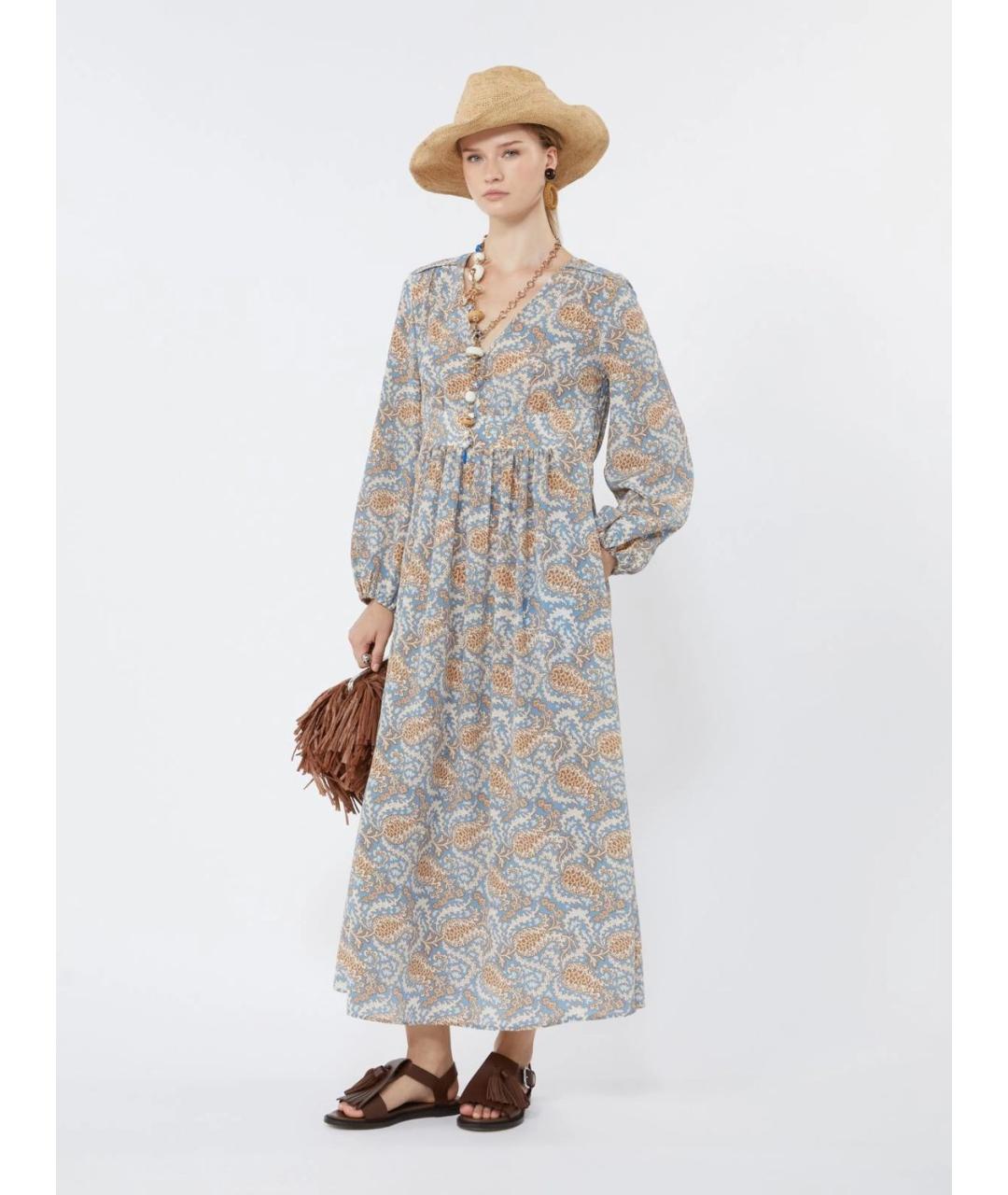 WEEKEND MAX MARA Синее шелковое повседневное платье, фото 2