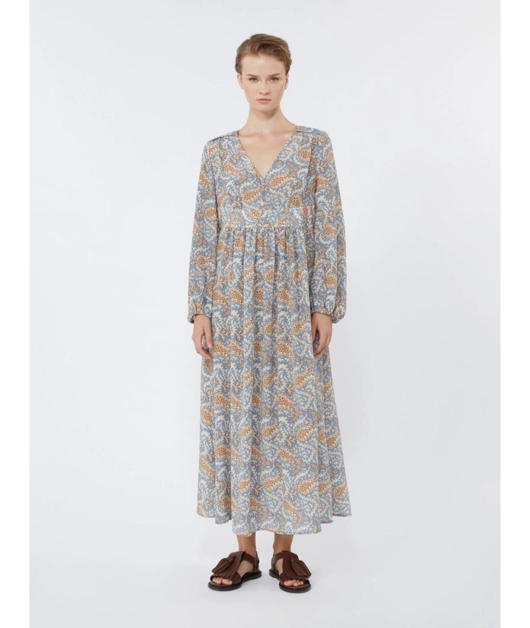WEEKEND MAX MARA Синее шелковое повседневное платье, фото 3