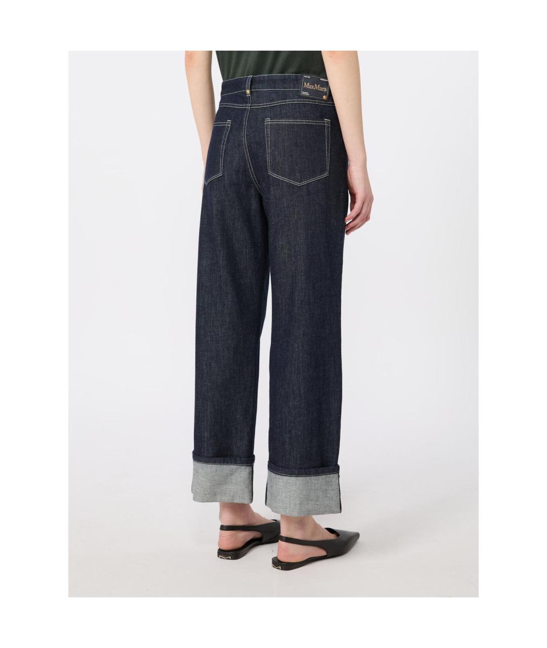 'S MAX MARA Темно-синие хлопковые прямые джинсы, фото 2
