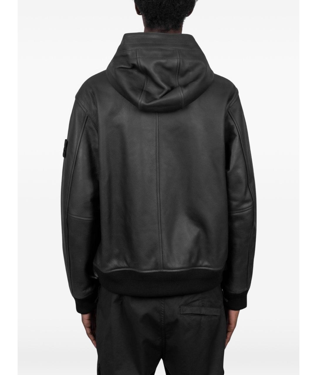 STONE ISLAND Черная кожаная куртка, фото 4