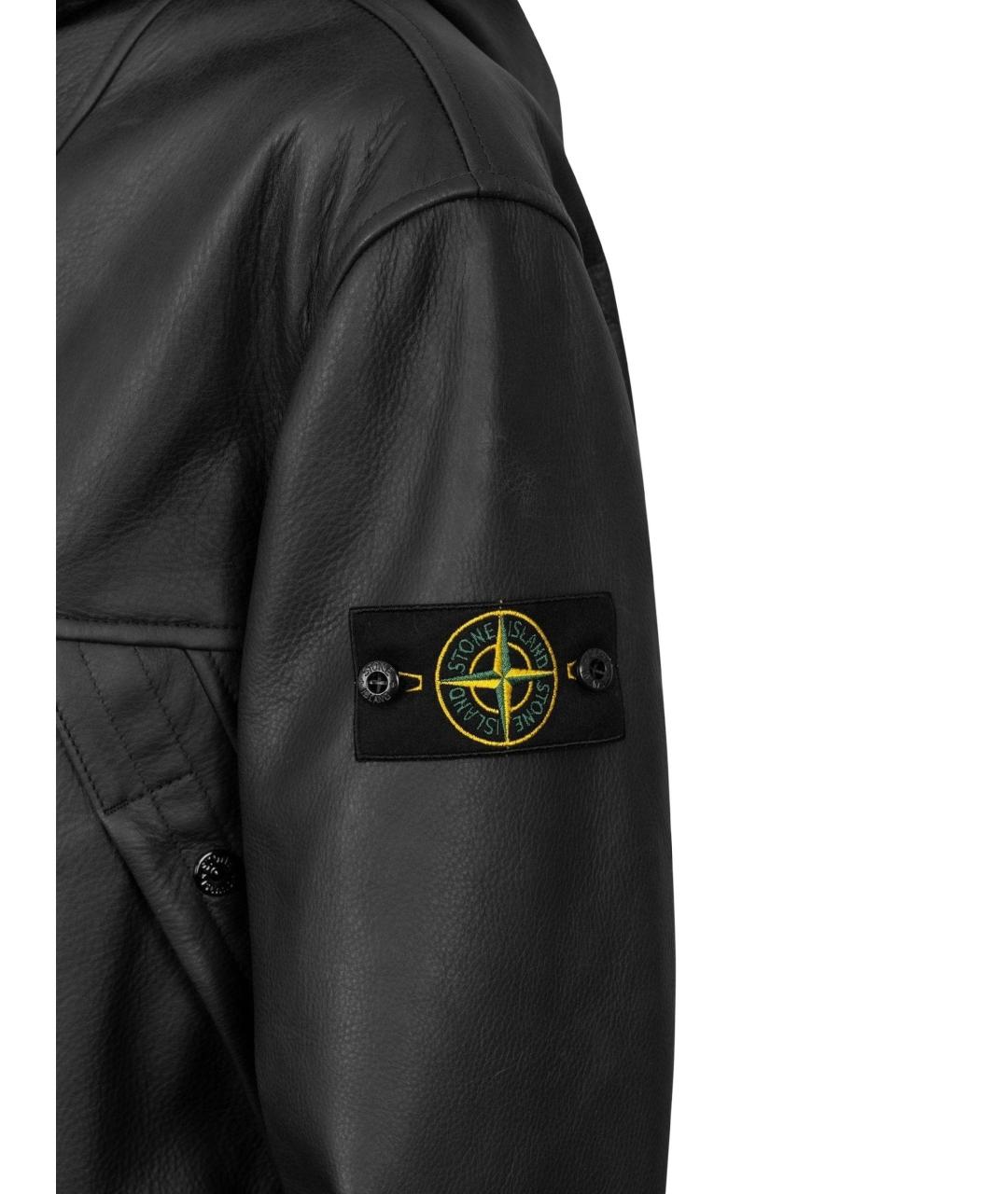 STONE ISLAND Черная кожаная куртка, фото 3