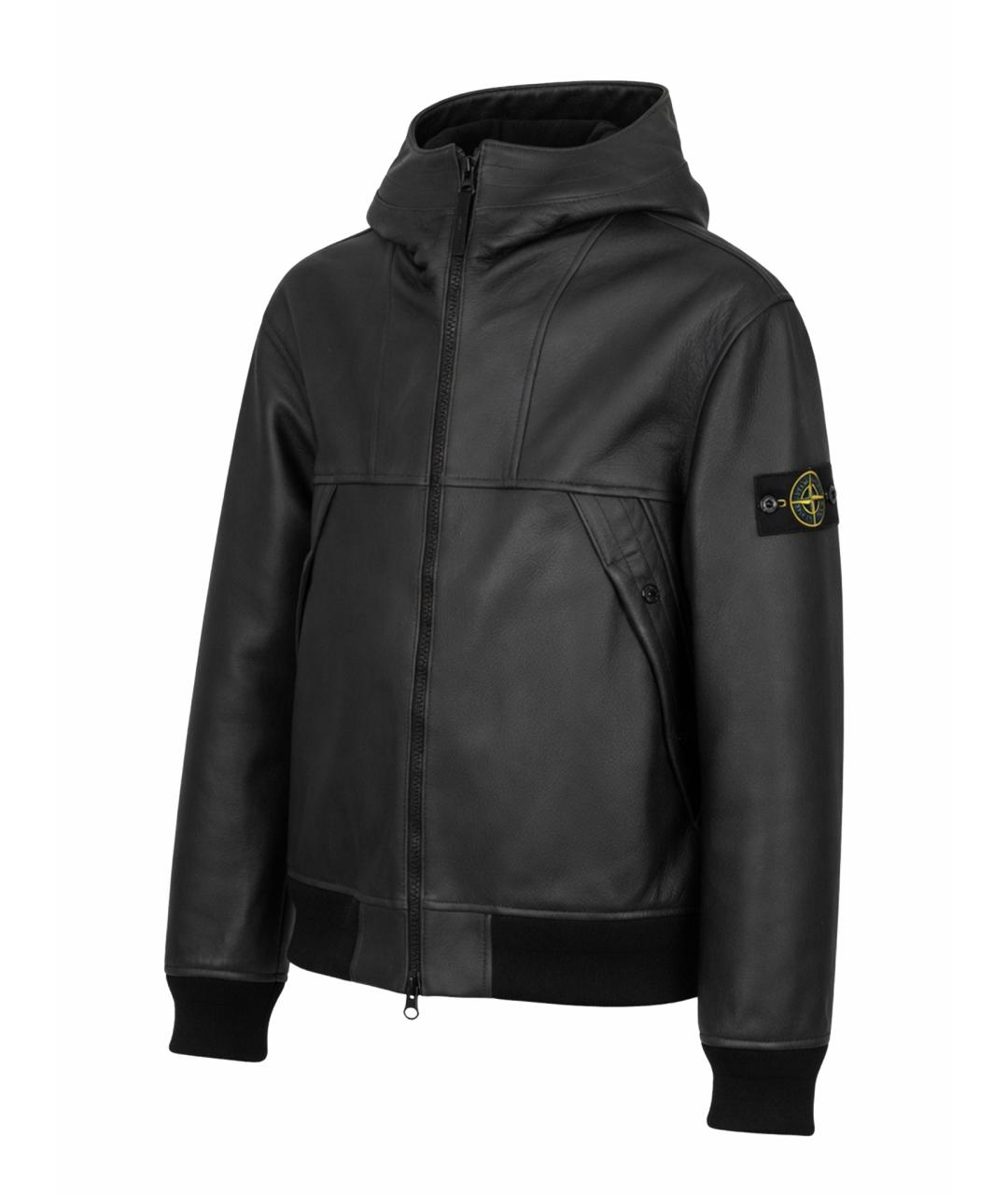 STONE ISLAND Черная кожаная куртка, фото 1