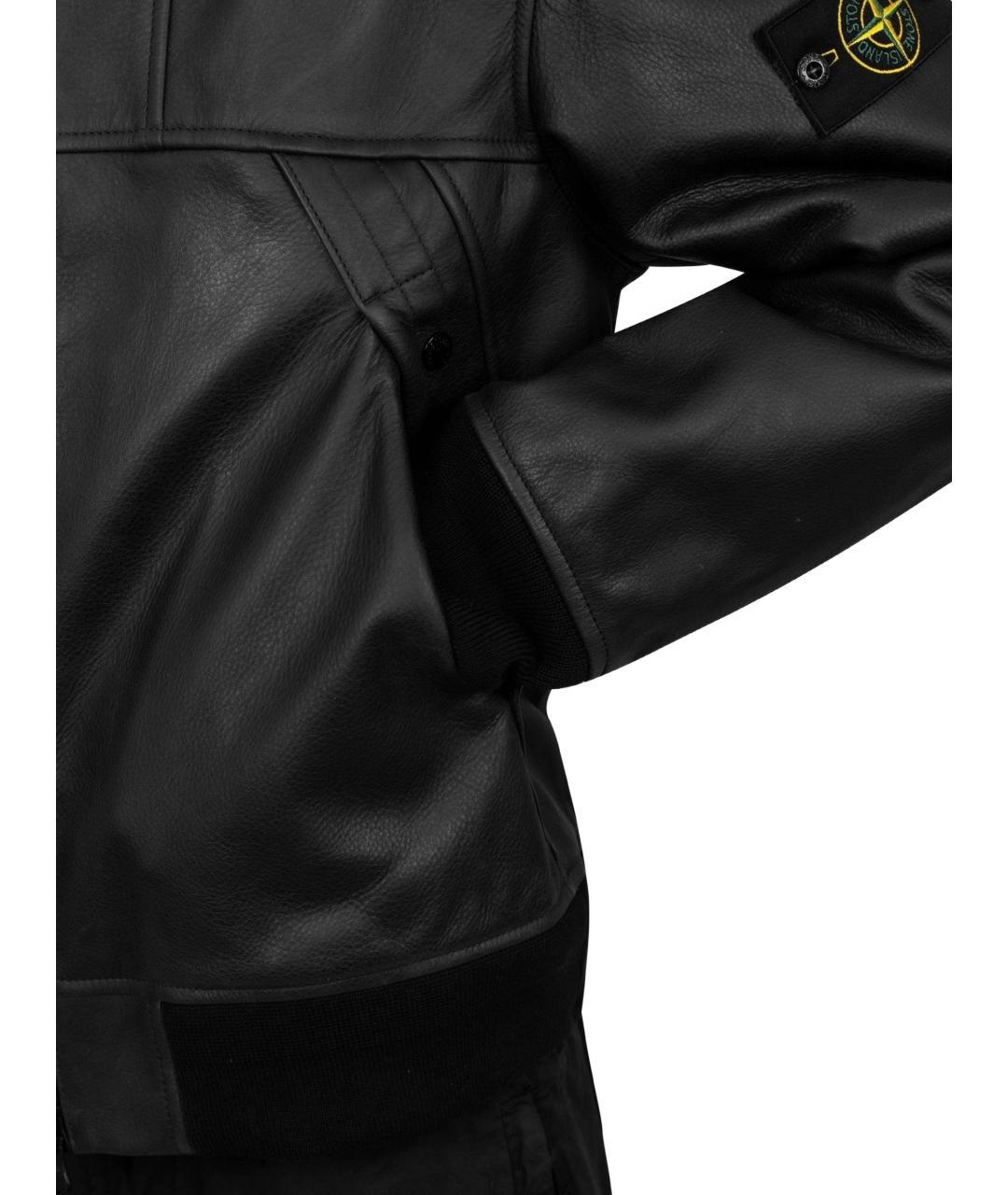 STONE ISLAND Черная кожаная куртка, фото 2