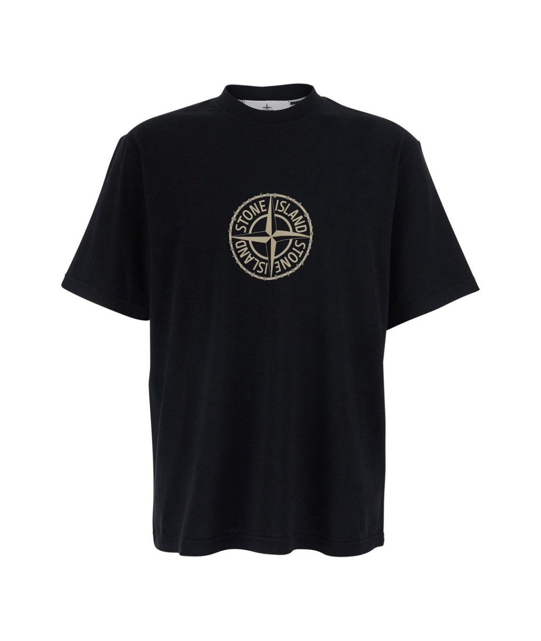 STONE ISLAND Черная хлопковая футболка, фото 1