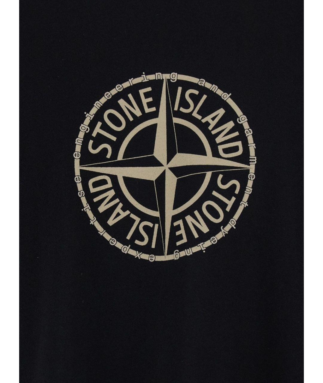 STONE ISLAND Черная хлопковая футболка, фото 3