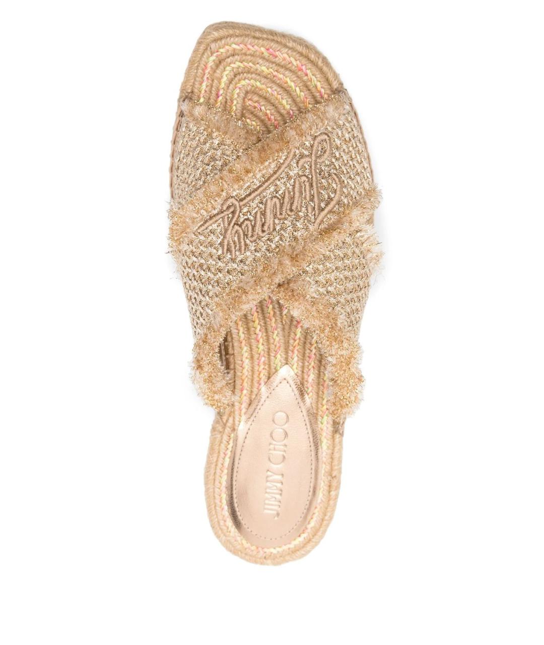 JIMMY CHOO Бежевые текстильные сандалии, фото 2