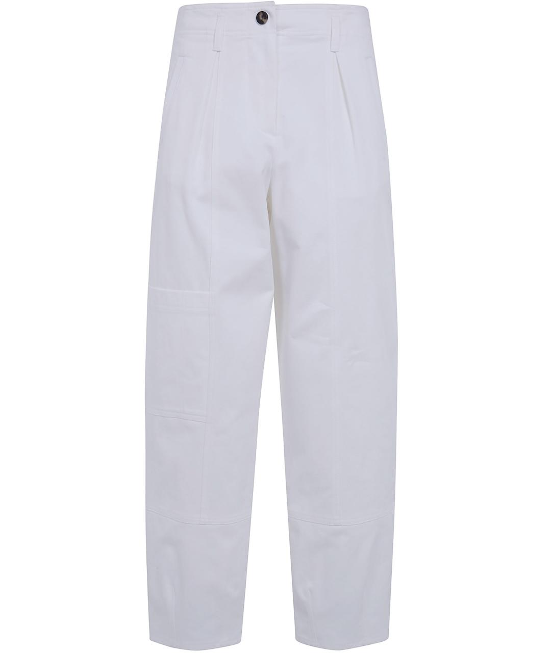 MAX MARA Белые хлопковые прямые брюки, фото 1