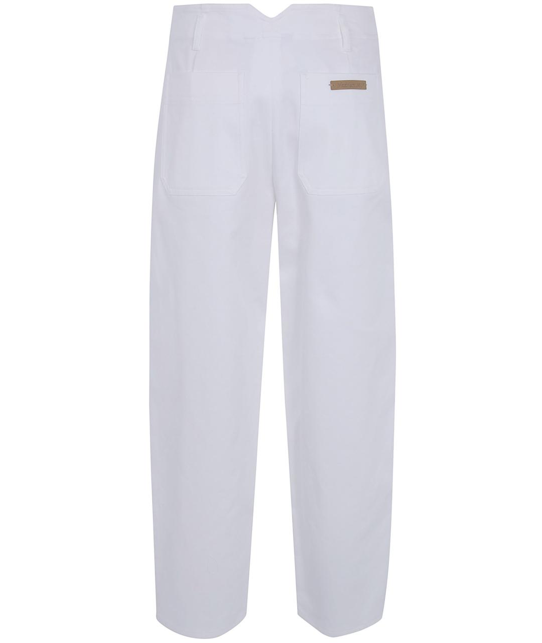 MAX MARA Белые хлопковые прямые брюки, фото 2