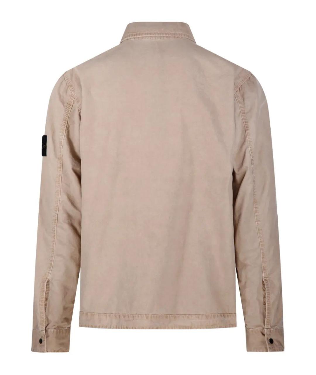 STONE ISLAND Бежевая хлопковая кэжуал рубашка, фото 2