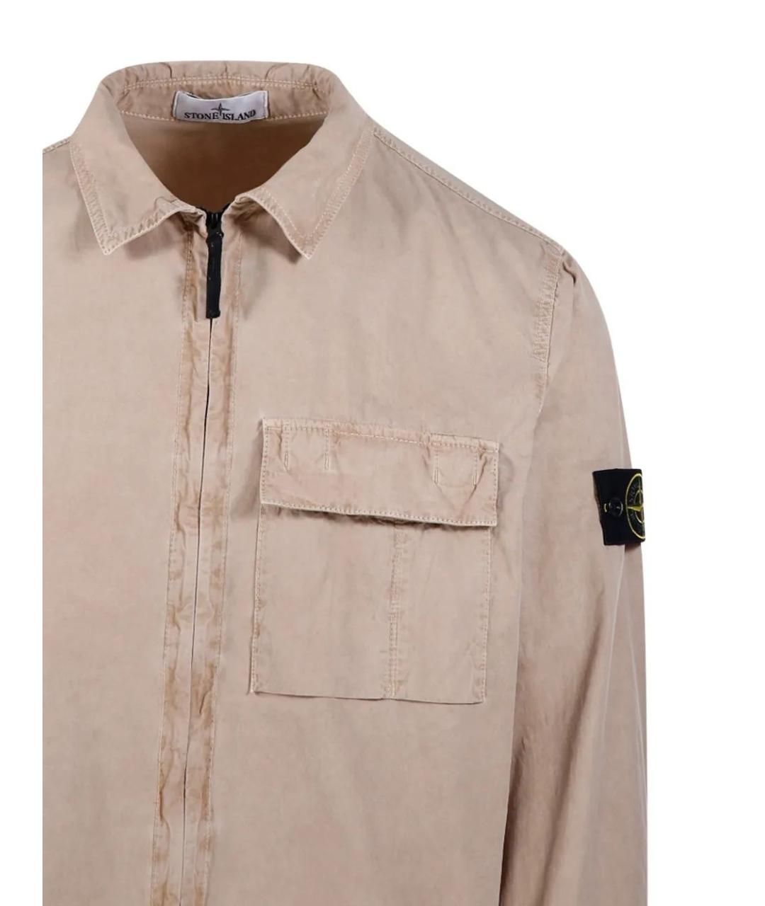 STONE ISLAND Бежевая хлопковая кэжуал рубашка, фото 4