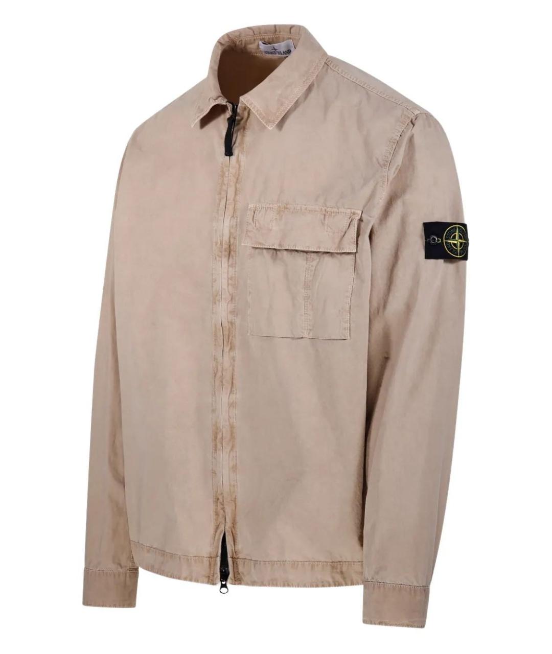 STONE ISLAND Бежевая хлопковая кэжуал рубашка, фото 3