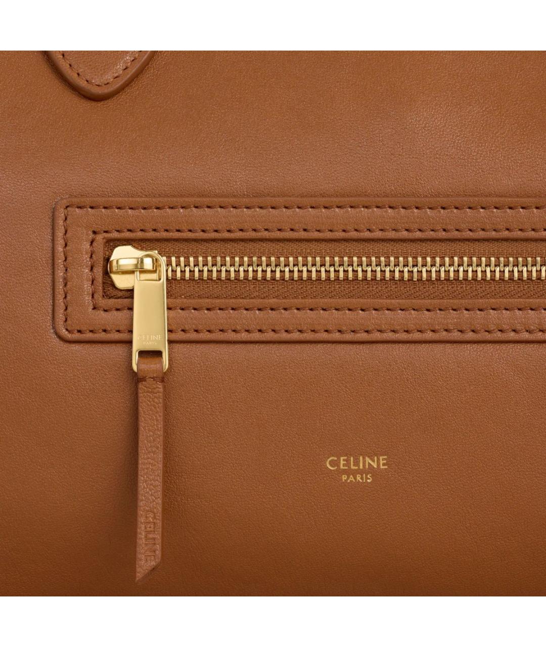 CELINE Коричневая кожаная сумка тоут, фото 4