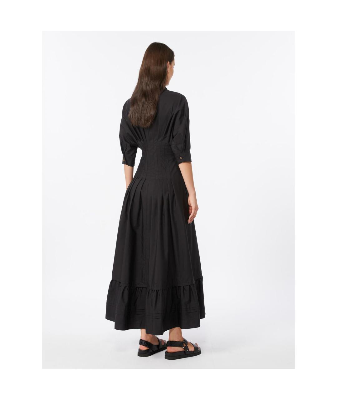 MAX MARA STUDIO Черное хлопковое повседневное платье, фото 2