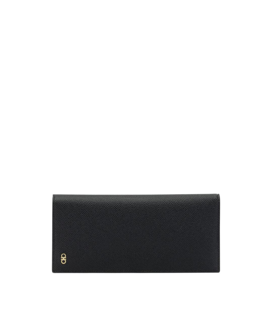 FERRAGAMO Черный кожаный кошелек, фото 1