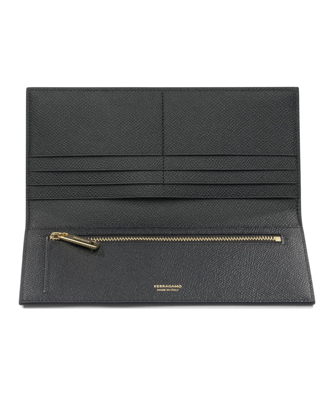FERRAGAMO Черный кожаный кошелек, фото 5