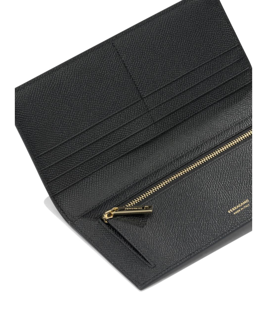FERRAGAMO Черный кожаный кошелек, фото 4
