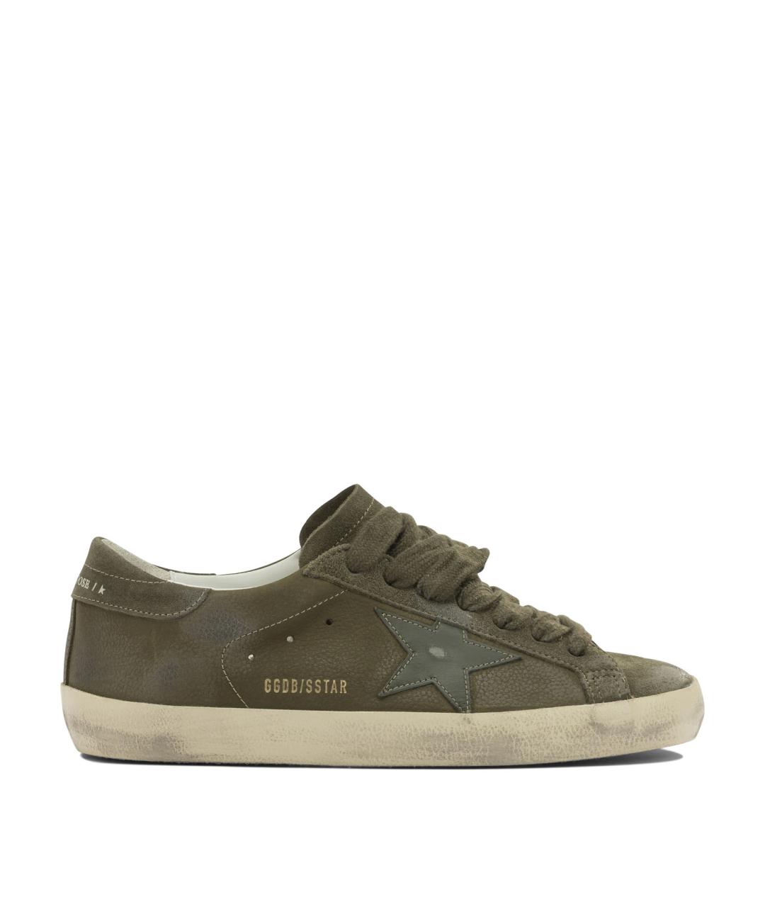 GOLDEN GOOSE DELUXE BRAND Зеленые кожаные низкие кроссовки / кеды, фото 1