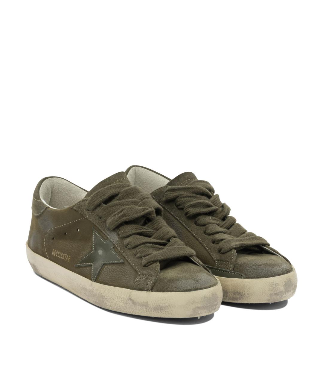 GOLDEN GOOSE DELUXE BRAND Зеленые кожаные низкие кроссовки / кеды, фото 2