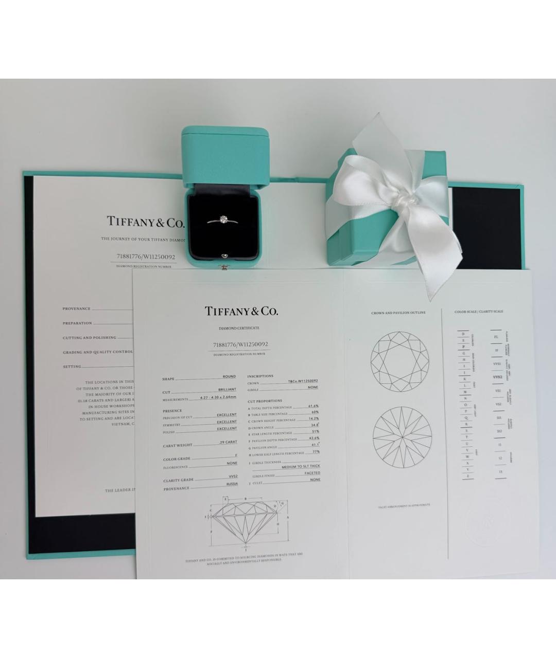 TIFFANY&CO Белое платиновое кольцо, фото 4