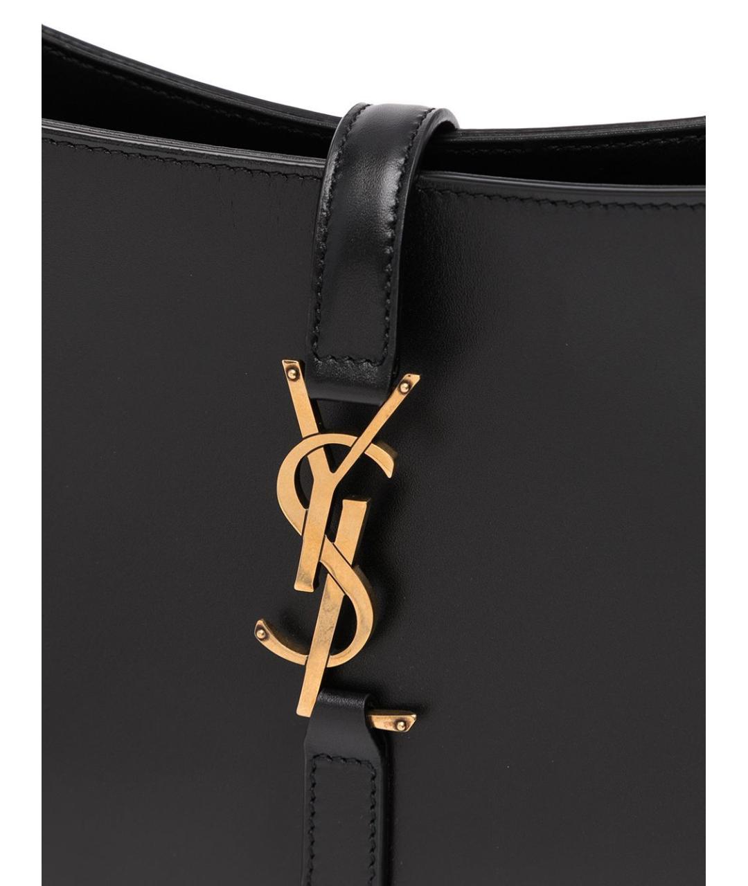 SAINT LAURENT Черная кожаная сумка с короткими ручками, фото 4