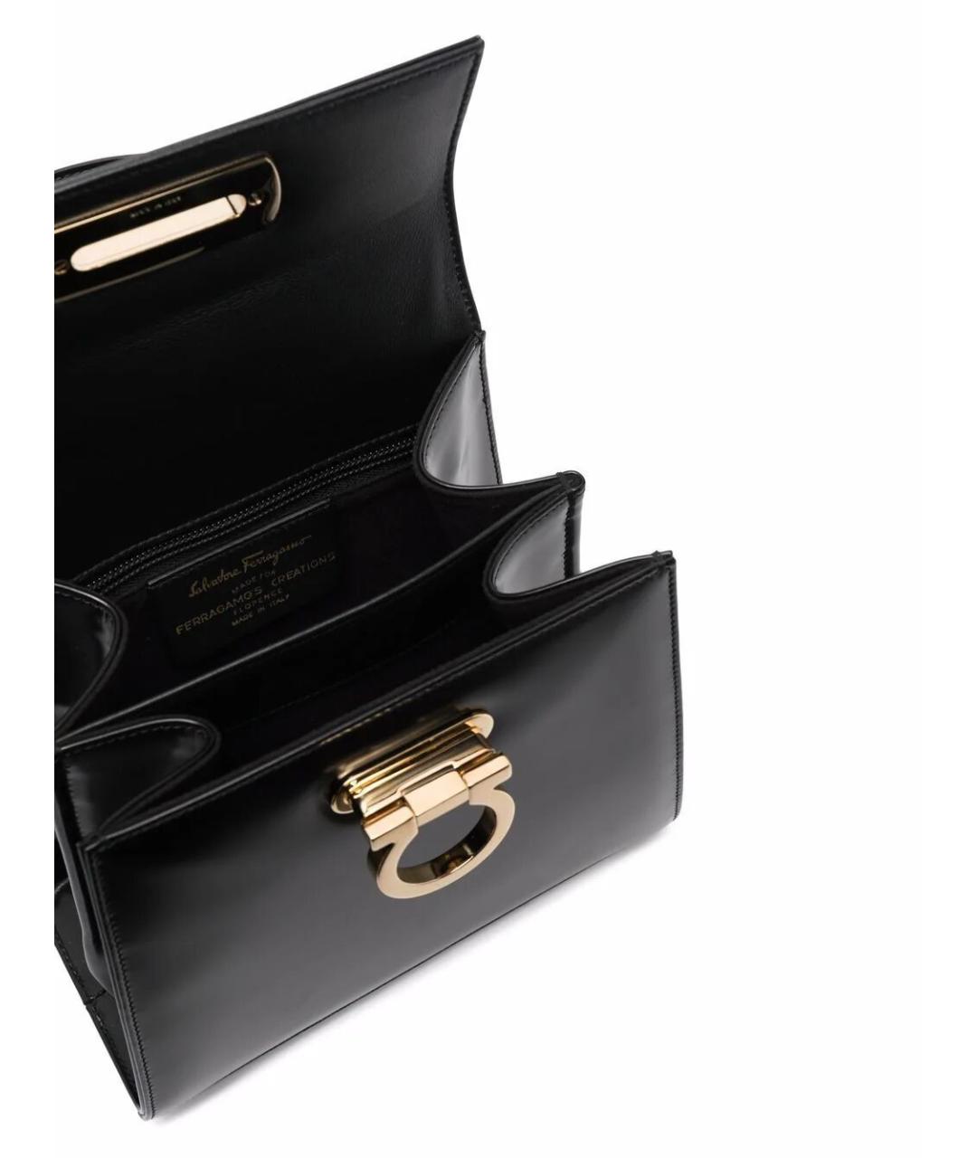 FERRAGAMO Черная кожаная сумка с короткими ручками, фото 5