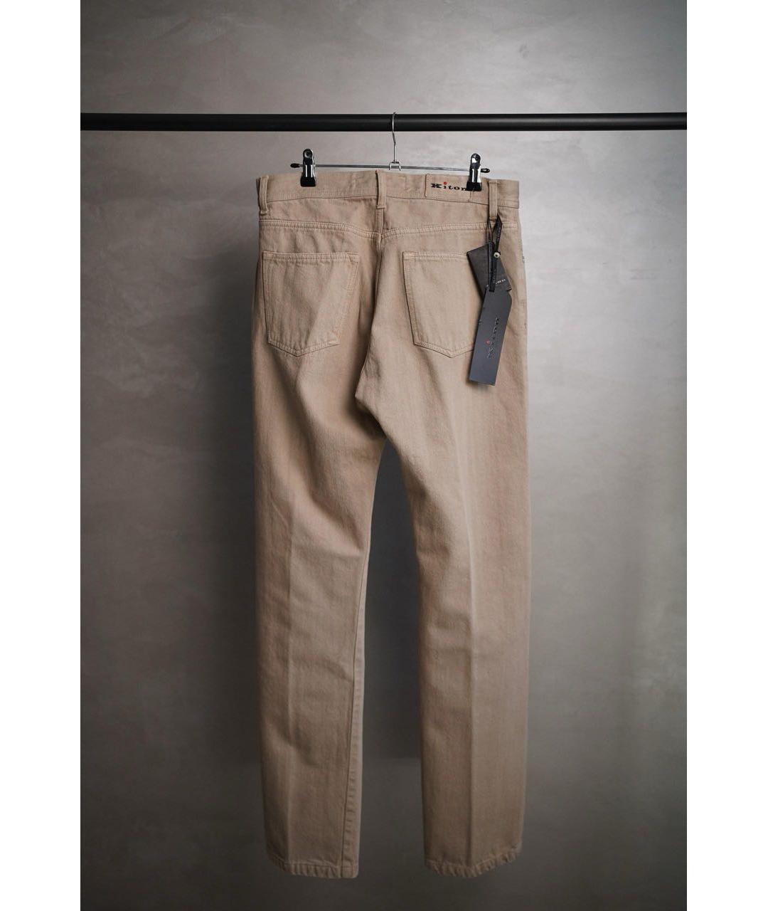 KITON Бежевые хлопковые прямые джинсы, фото 2