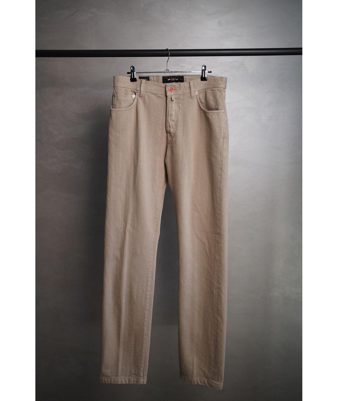 KITON Бежевые хлопковые прямые джинсы, фото 6