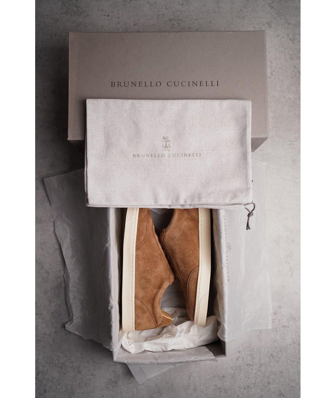 BRUNELLO CUCINELLI Коричневые замшевые низкие кроссовки / кеды, фото 3