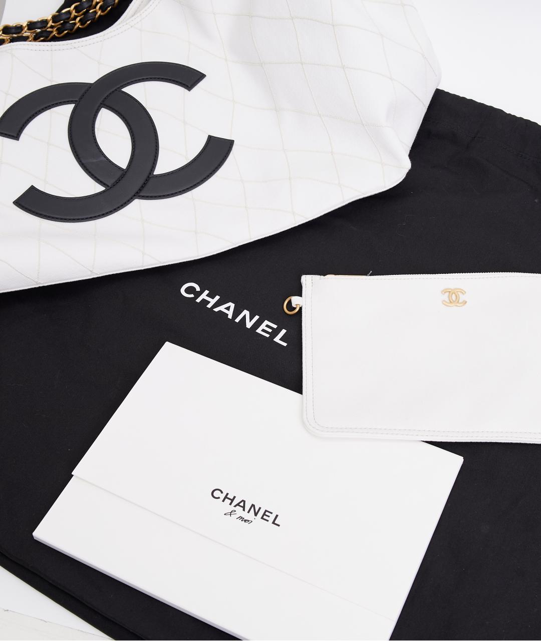 CHANEL Белая тканевая пляжная сумка, фото 9