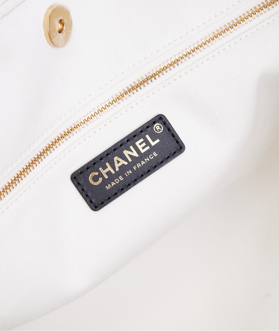 CHANEL Белая тканевая пляжная сумка, фото 7