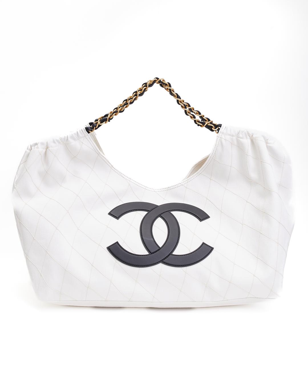 CHANEL Белая тканевая пляжная сумка, фото 10
