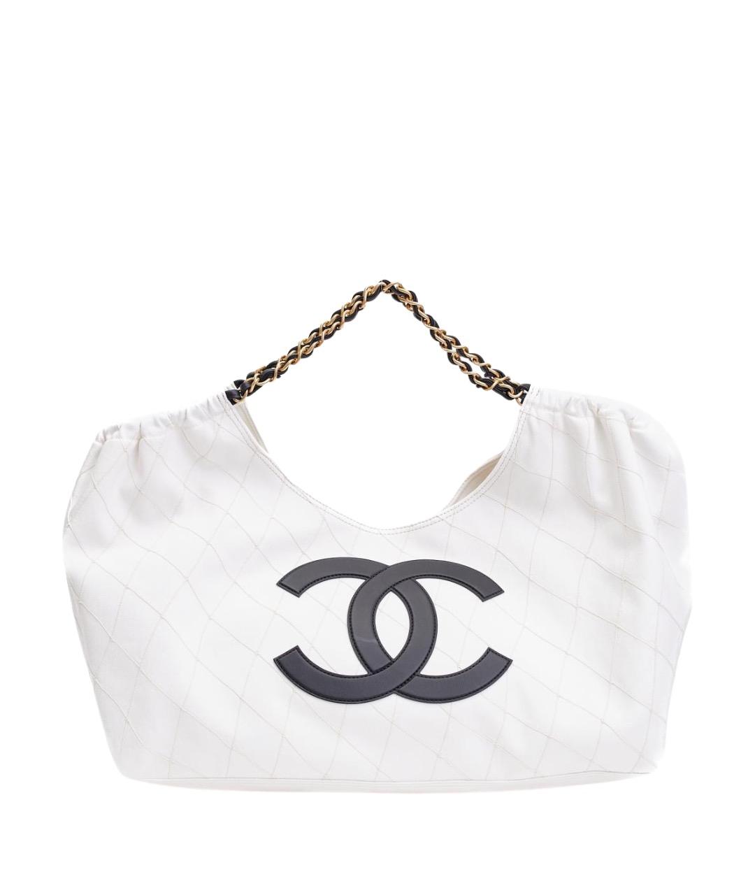 CHANEL Белая тканевая пляжная сумка, фото 1