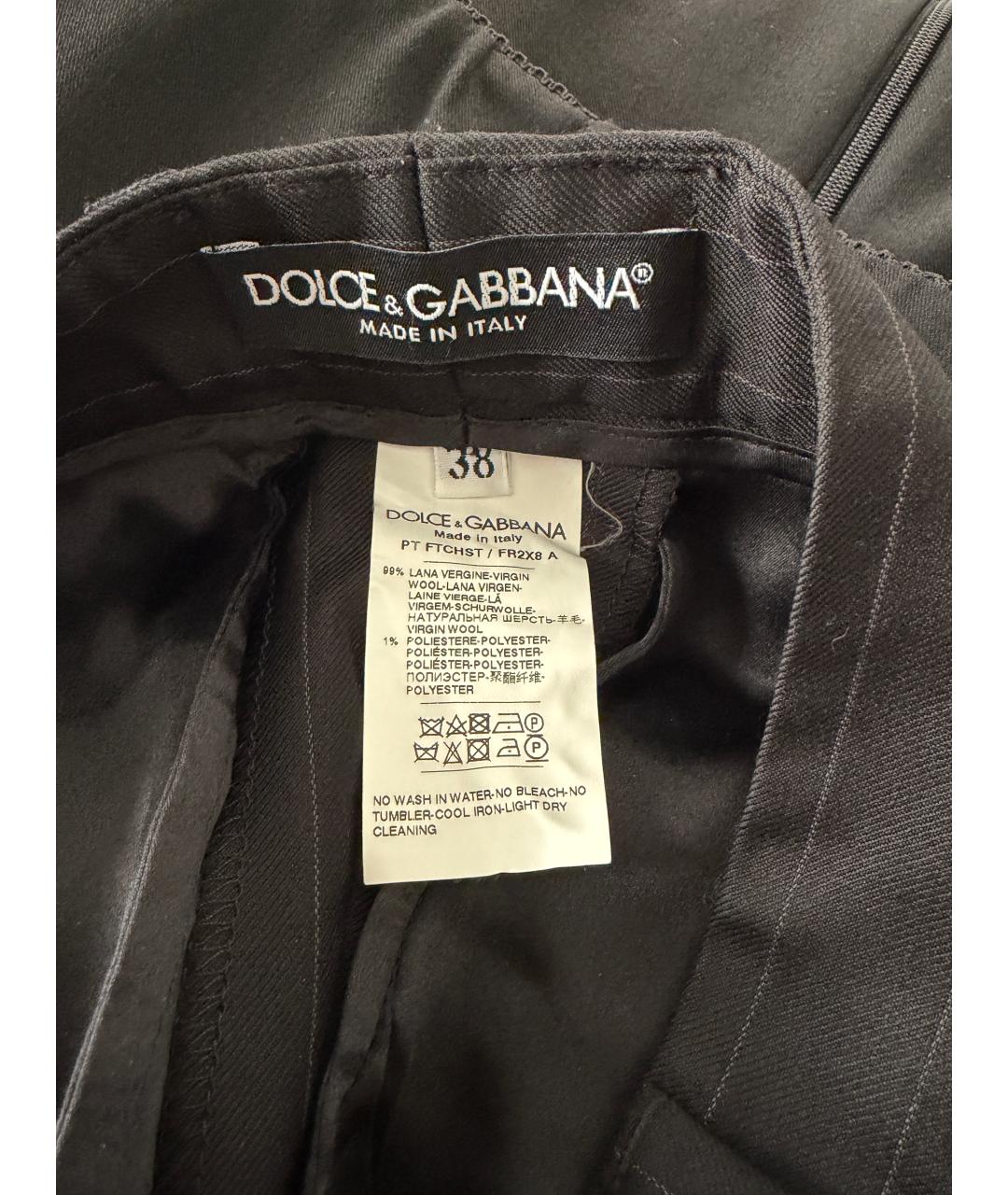 DOLCE&GABBANA Черные шерстяные брюки узкие, фото 5