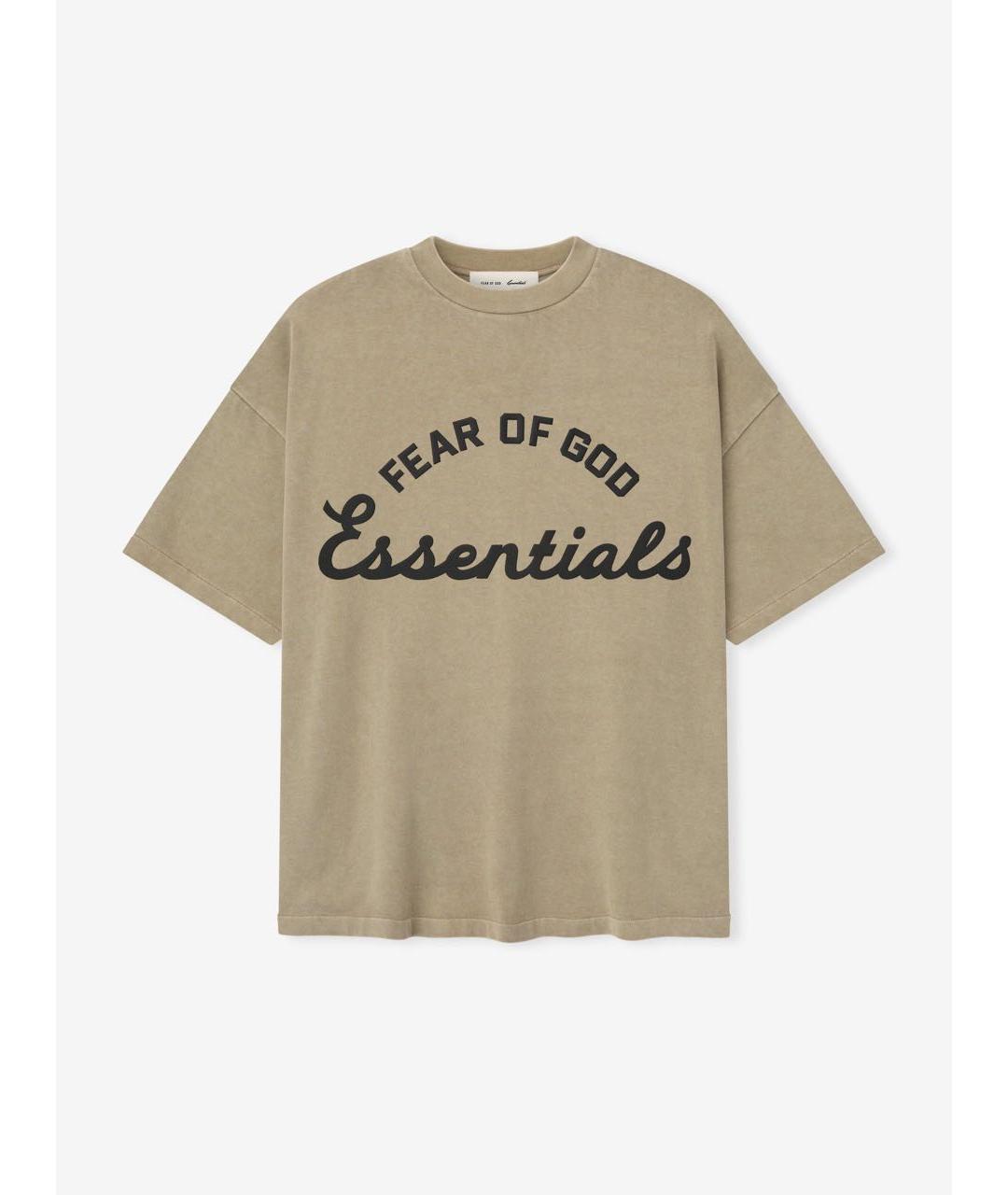 FEAR OF GOD ESSENTIALS Бежевая хлопковая футболка, фото 4