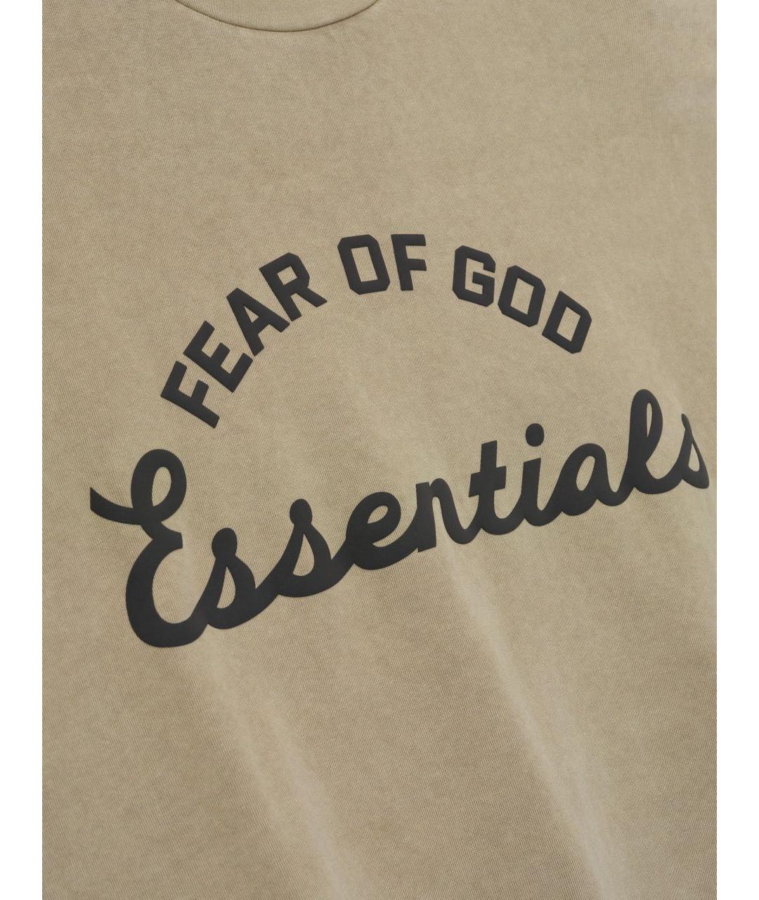 FEAR OF GOD ESSENTIALS Бежевая хлопковая футболка, фото 3