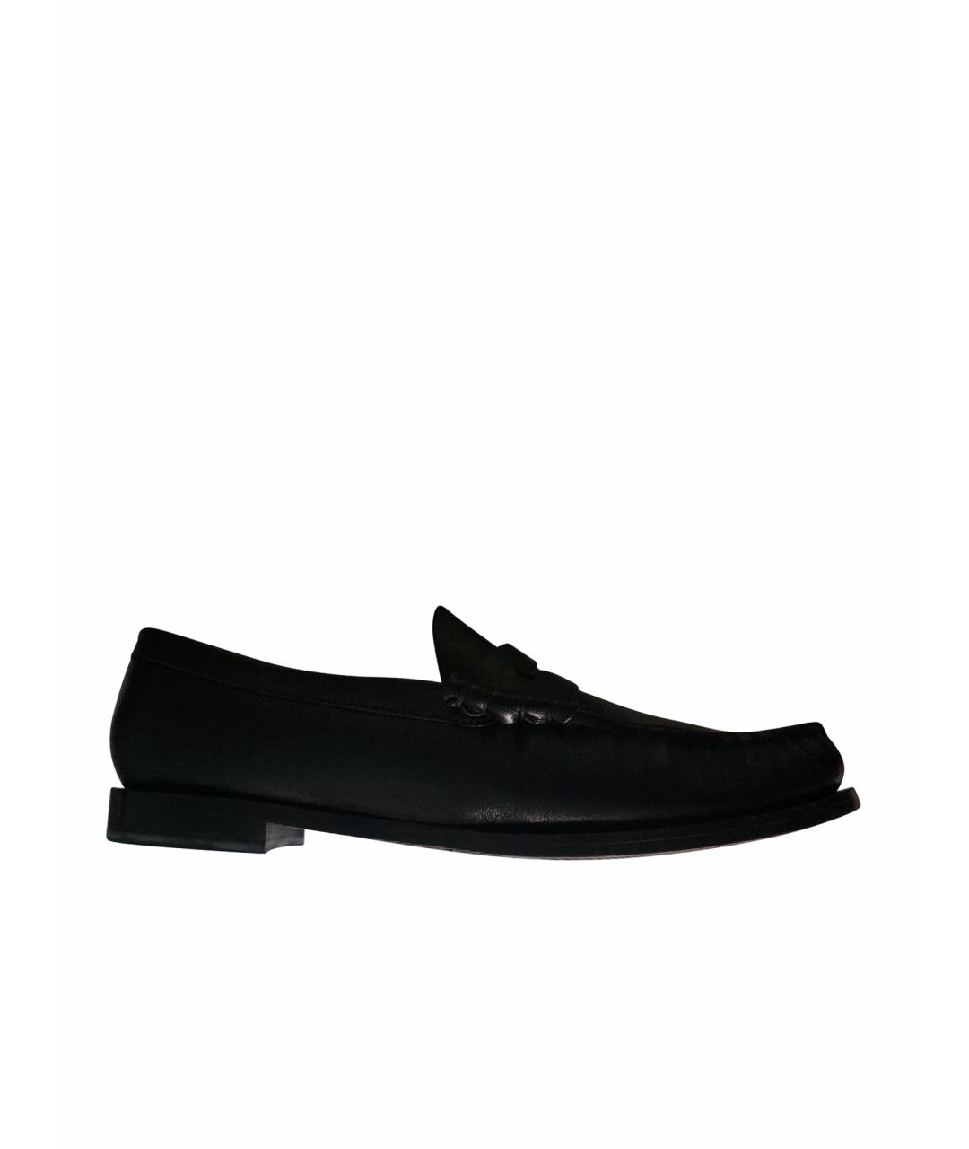 MAX MARA Черные кожаные лоферы, фото 1