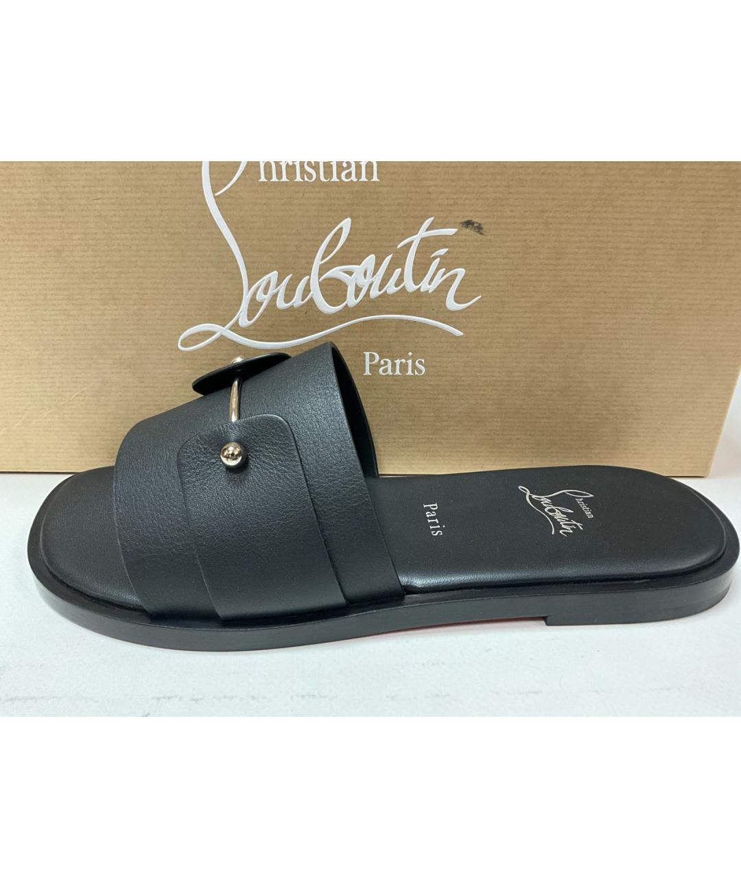 CHRISTIAN LOUBOUTIN Черные кожаные сандалии, фото 8