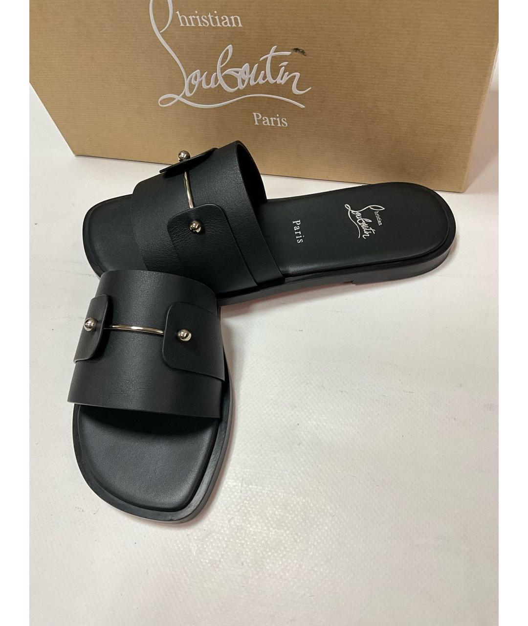 CHRISTIAN LOUBOUTIN Черные кожаные сандалии, фото 7