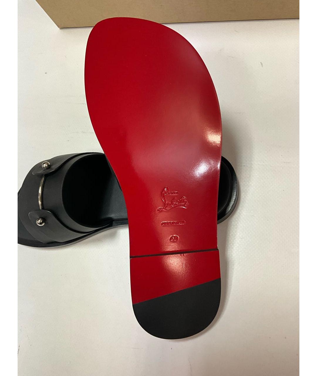 CHRISTIAN LOUBOUTIN Черные кожаные сандалии, фото 5