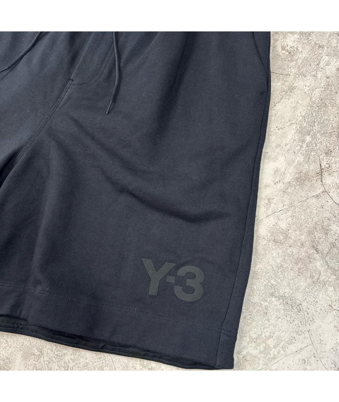 Y-3 Черные хлопковые шорты, фото 2