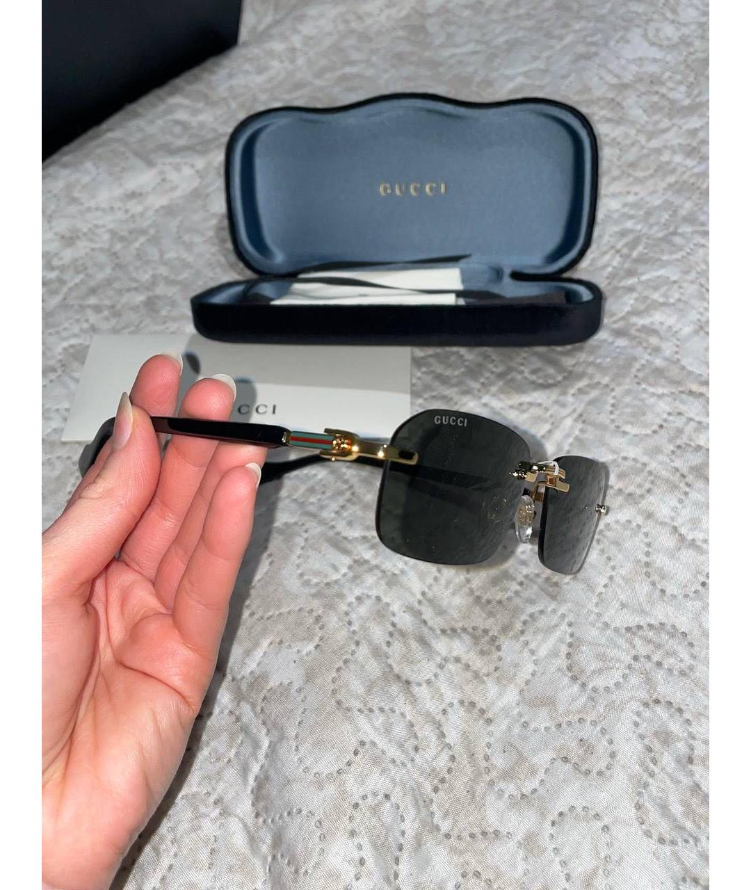GUCCI Черные металлические солнцезащитные очки, фото 4