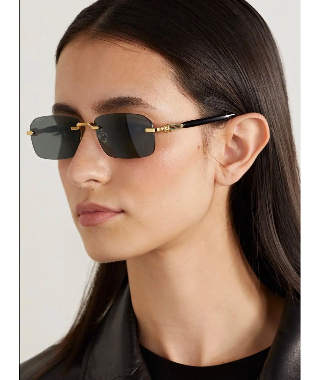 GUCCI Черные металлические солнцезащитные очки, фото 2