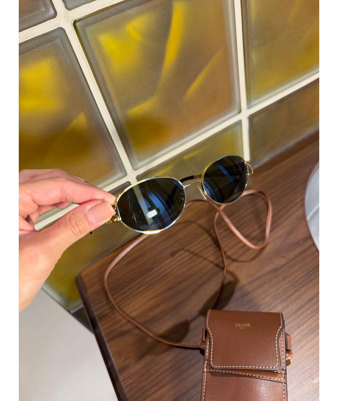 CELINE Золотые металлические солнцезащитные очки, фото 3