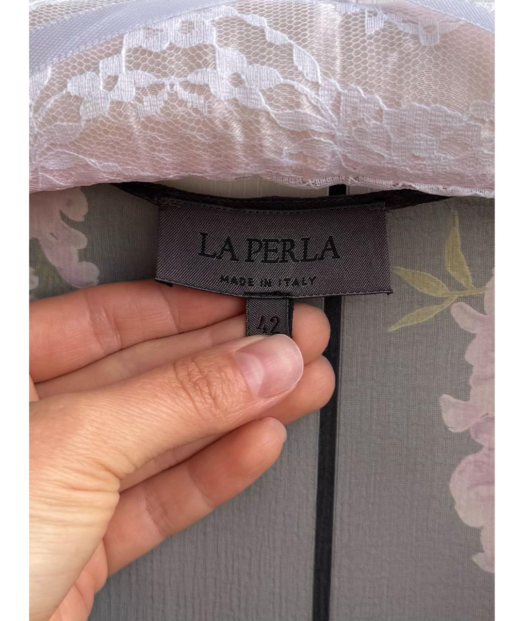 LA PERLA Серая шелковая блузы, фото 6