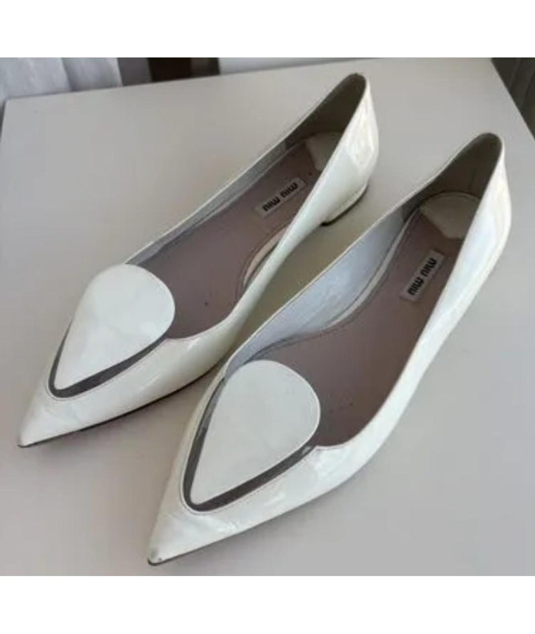 MIU MIU Белые кожаные туфли, фото 4