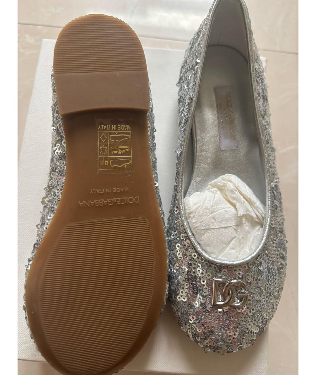 DOLCE&GABBANA Серебряные балетки, фото 4