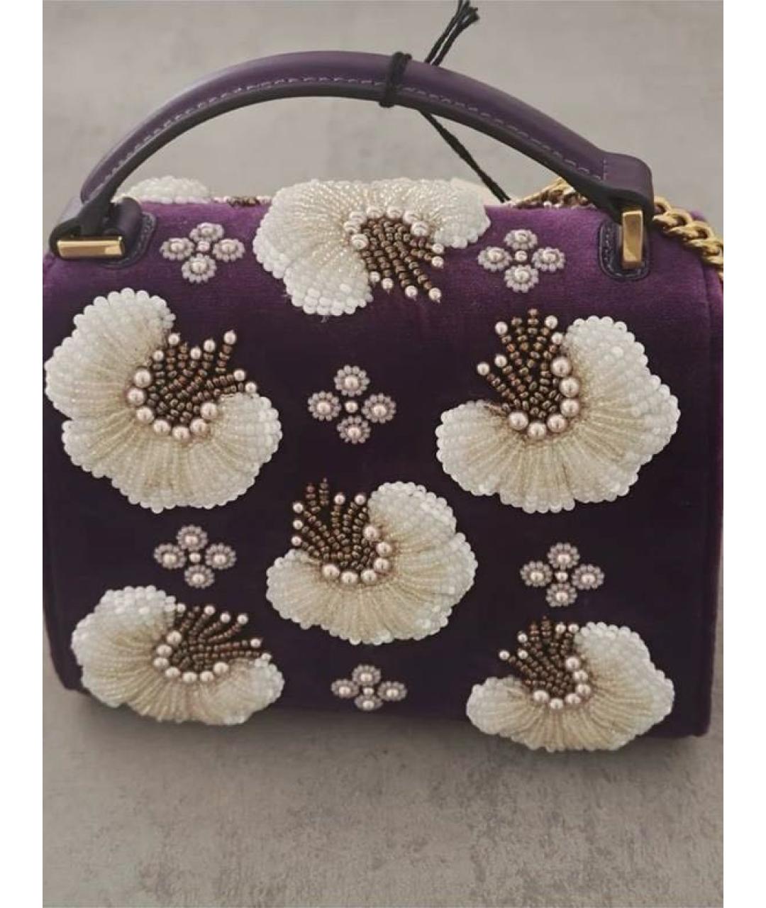 VALENTINO Фиолетовая бархатная сумка с короткими ручками, фото 4